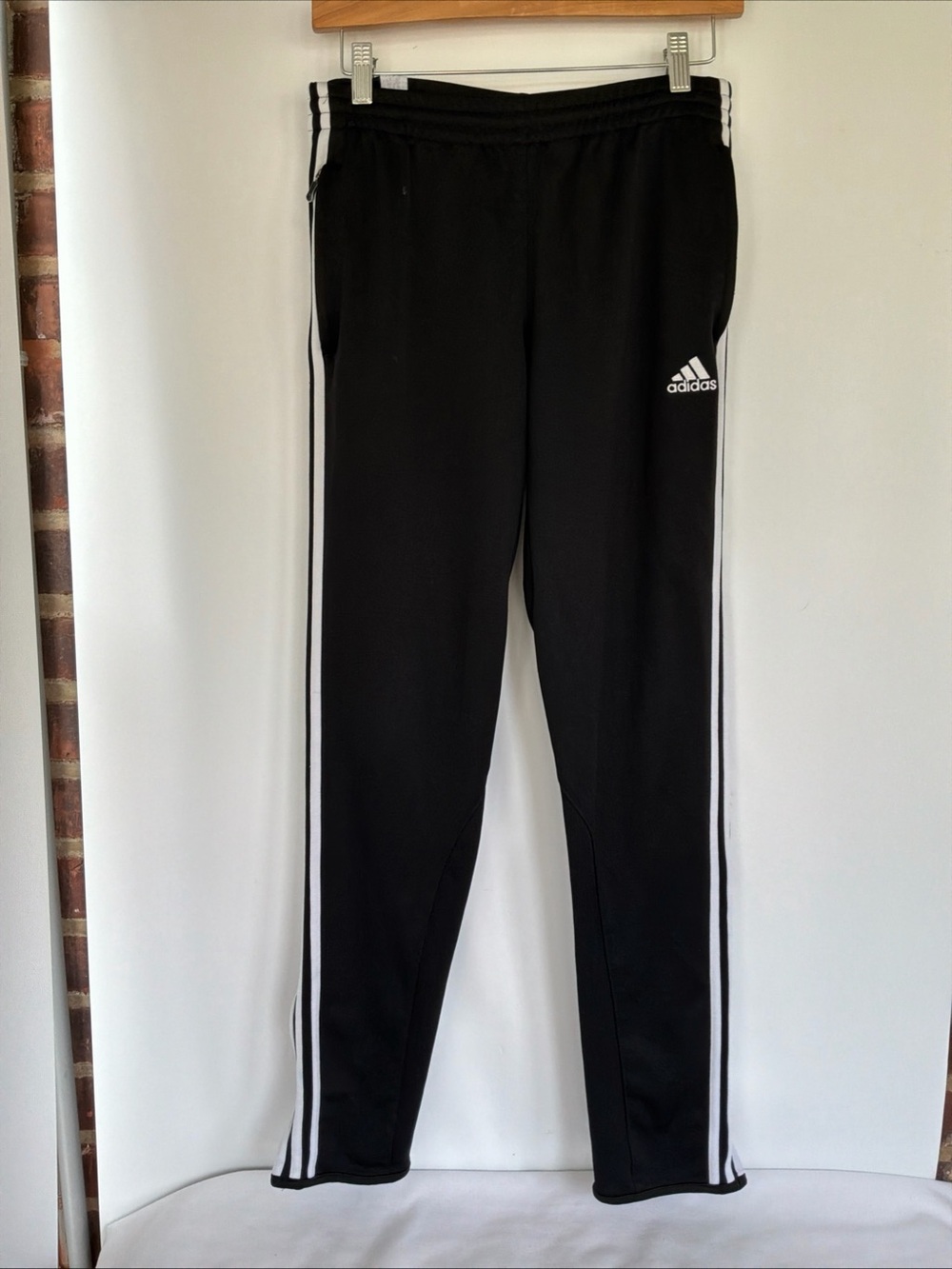 adidas Black Joggers with White Side Stripes
